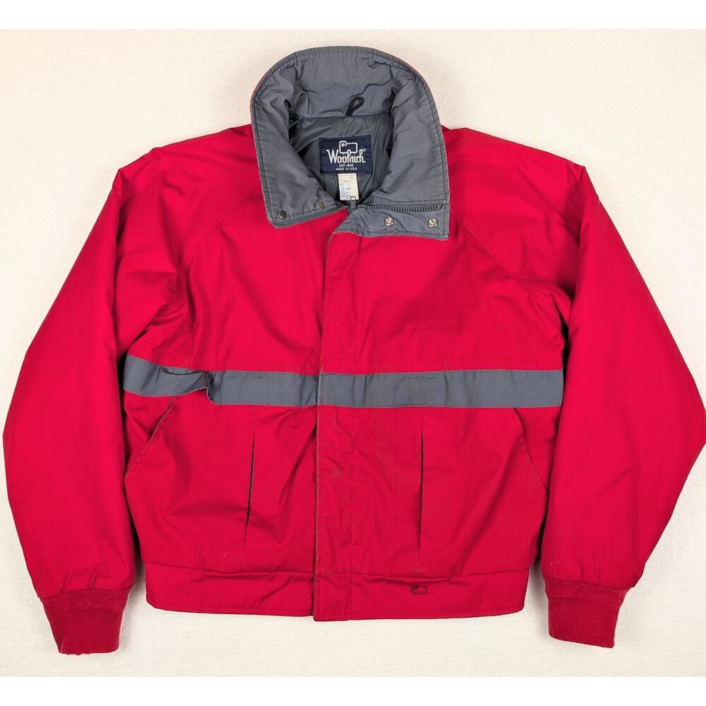 Vintage 80's Woolrich Insulated Jacket Mens Large USA Made Red Outdoor Winter